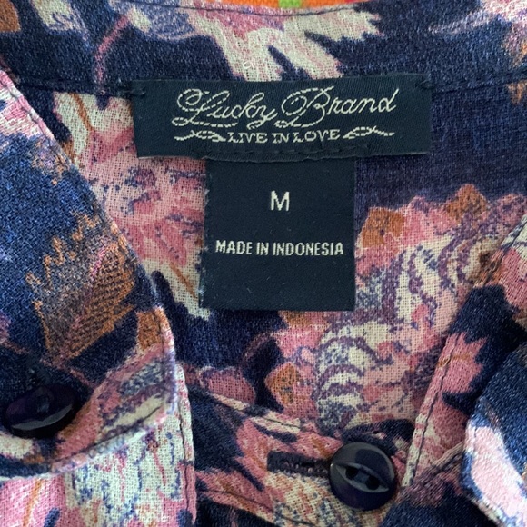 Lucky Brand Boho Floral Top Blouse Sz M - Picture 10 of 12